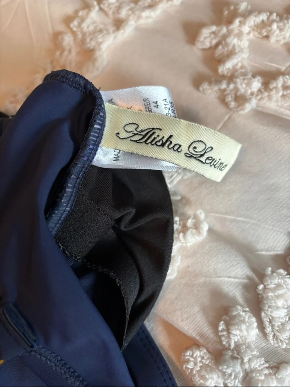 Alisha Levine Navy Blue One-Piece Swimsuit with Mesh Yoke…NWT